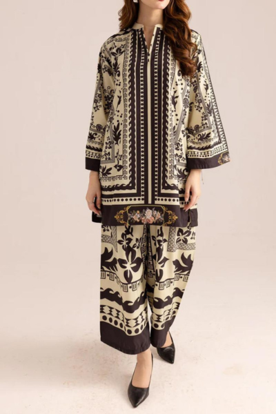Stitched 2 piece printed shirt and printed trouser