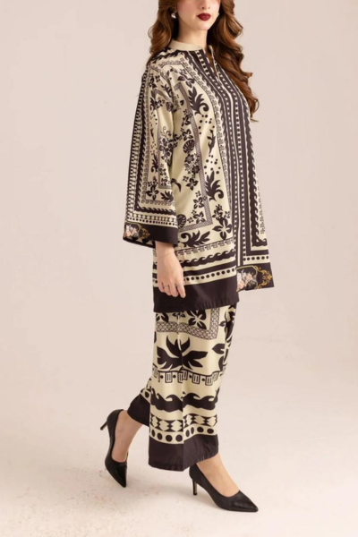 Stitched 2 piece printed shirt and printed trouser