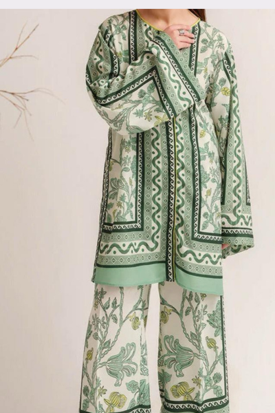 Stitched 2 piece printed shirt and printed trouser