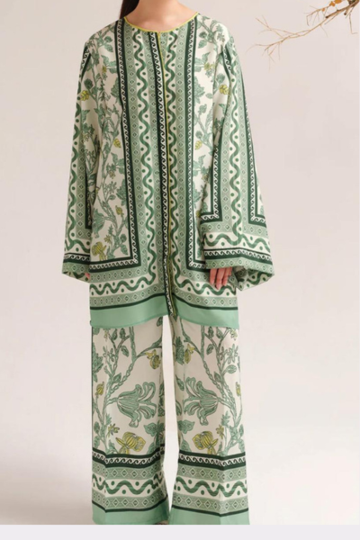 Stitched 2 piece printed shirt and printed trouser