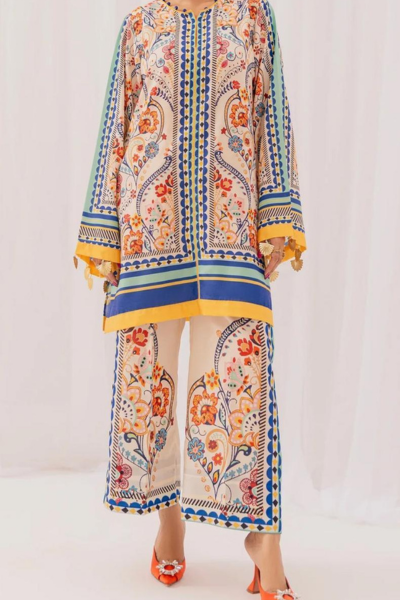 Stitched 2 piece printed shirt and printed trouser