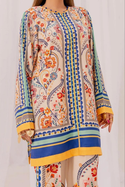 Stitched 2 piece printed shirt and printed trouser