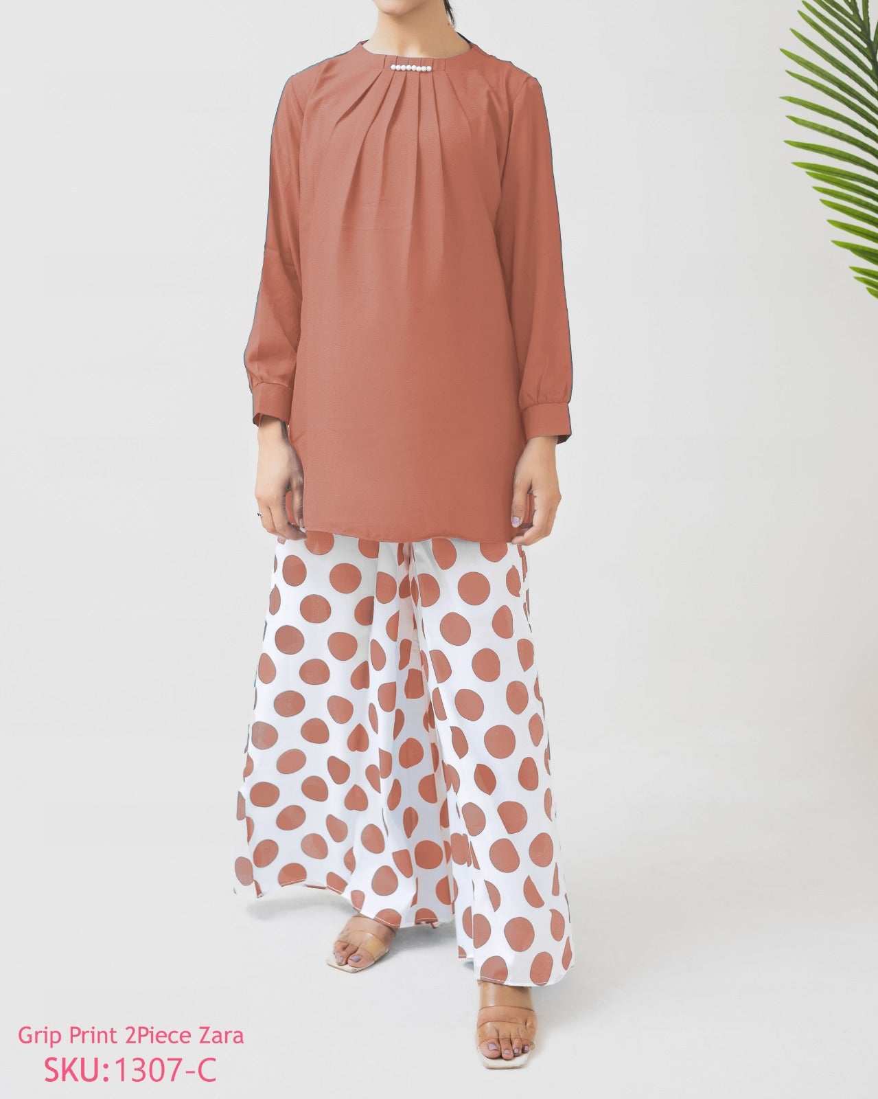 Stitched 2 piece printed shirt and printed palazzo