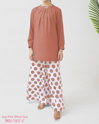 Stitched 2 piece printed shirt and printed palazzo